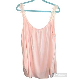 NWOT light pink flowy tank with crocheted flower 🌹 🌼 straps -  2xl